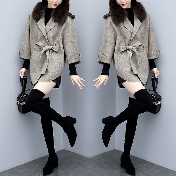 fall/winter popular new women's clothing large size large fur collar cloak woolen short small cloak wool coat wool woolen coat, Black
fall/winter popular new women's clothing large size large fur collar cloak woolen short small cloak wool coat wool woolen coat, Black