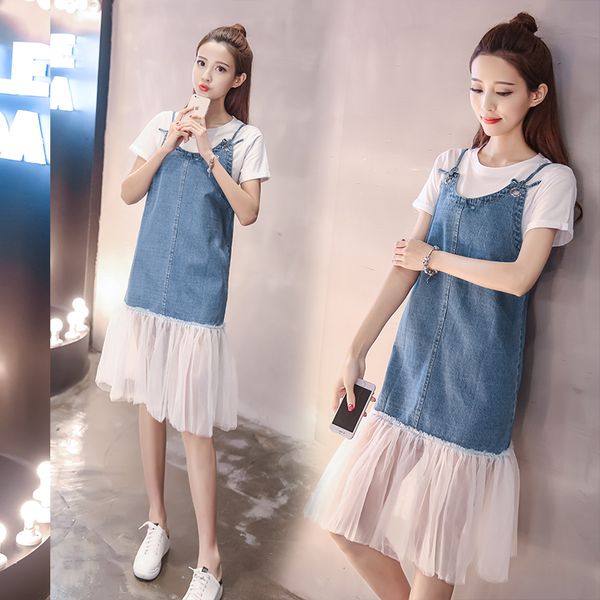 summer mesh pleated denim dresses women spaghetti strap knee-length dress fashion overalls sundress casual female jeans dress, Black;gray
summer mesh pleated denim dresses women spaghetti strap knee-length dress fashion overalls sundress casual female jeans dress, Black;gray
