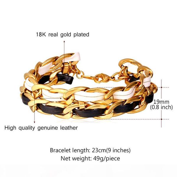 men's multilayer gold bracelet stainless steel jewelry 23cm 9 inch white black genuine leather puzzle bracelet, Golden;silver
men's multilayer gold bracelet stainless steel jewelry 23cm 9 inch white black genuine leather puzzle bracelet, Golden;silver