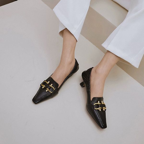 2020 autumn new thick heel square head deep-mouth thin shoes natural leather large fashion semi-high heeled women's shoes, Black
2020 autumn new thick heel square head deep-mouth thin shoes natural leather large fashion semi-high heeled women's shoes, Black