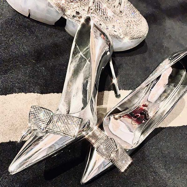 silver patent leather slip on party dress ladies shallow pumps rinestone butterfly knot pointed toe high heels shoes, Black
silver patent leather slip on party dress ladies shallow pumps rinestone butterfly knot pointed toe high heels shoes, Black