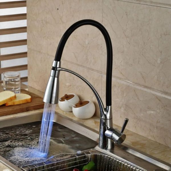 led kitchen sink faucet black chrome plated cold pull out spray faucet mixer taps
led kitchen sink faucet black chrome plated cold pull out spray faucet mixer taps