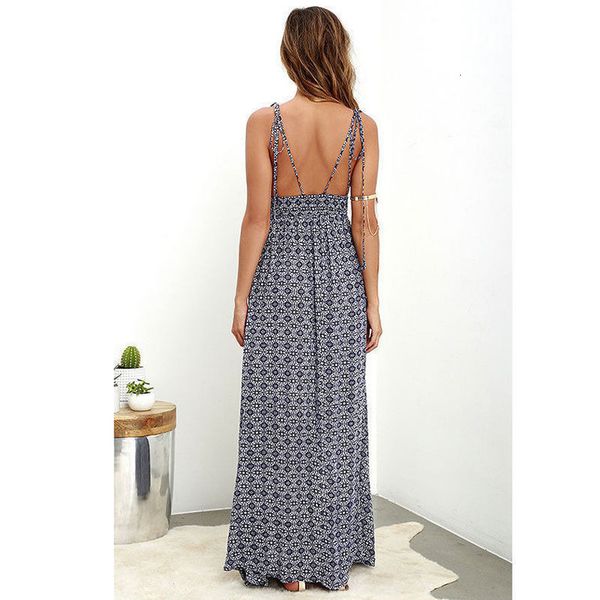vintage women spaghetti strap print summer dress v neck boho polyester backless long maxi dress beach holiday women dresses, Black;gray
vintage women spaghetti strap print summer dress v neck boho polyester backless long maxi dress beach holiday women dresses, Black;gray