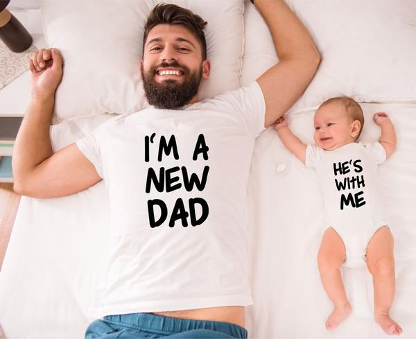1pcs i'm a new dad and he's with me family matching clothes outfit daddy t shirt baby cotton romper funny short sleeve clothing, Blue
1pcs i'm a new dad and he's with me family matching clothes outfit daddy t shirt baby cotton romper funny short sleeve clothing, Blue