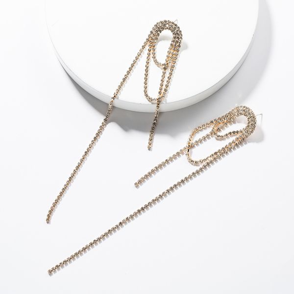 exaggerated acrylic diamond long tassel earrings women's fashion creative full diamond super fairy earrings, Golden
exaggerated acrylic diamond long tassel earrings women's fashion creative full diamond super fairy earrings, Golden