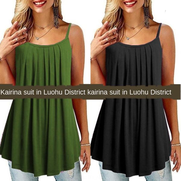 2020 summer new women's solid color pleated suspender sling sling skirt large swing loose suspender skirt, Camo 
2020 summer new women's solid color pleated suspender sling sling skirt large swing loose suspender skirt, Camo
