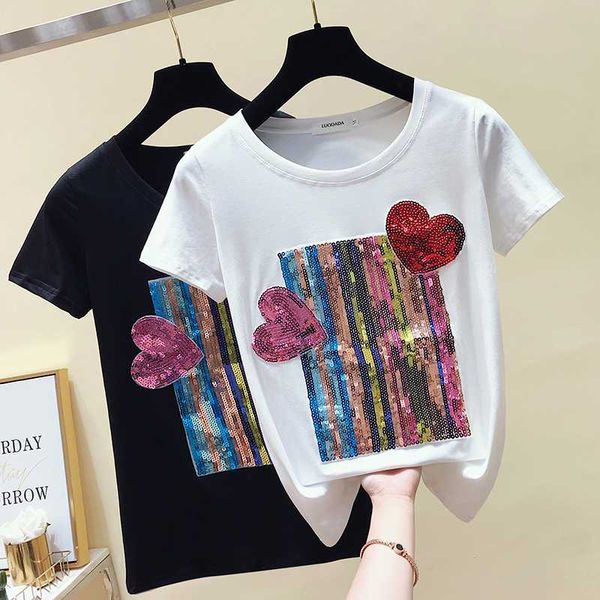 women's t-shirt gkfnmt vintage white t shirt women cotton summer female short sleeve sequined love black tee femme 2021
women's t-shirt gkfnmt vintage white t shirt women cotton summer female short sleeve sequined love black tee femme 2021