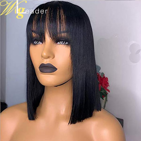 wigleader summber short bob cut preplucked human hair lace front wigs with bangs 150% glueless lace frontal wigs bob hair wigs, Black
wigleader summber short bob cut preplucked human hair lace front wigs with bangs 150% glueless lace frontal wigs bob hair wigs, Black