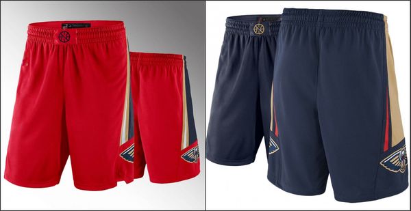 new orleans pelicans men red navy nba swingman basketball shorts, Black