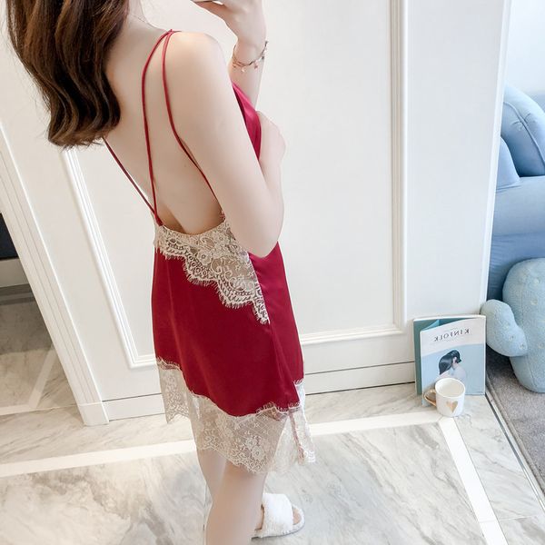 backless nightgown lady lace trim nightdress v-neck cross bandage satin nightwear hollow out loose intimate lingerie, Black;red
backless nightgown lady lace trim nightdress v-neck cross bandage satin nightwear hollow out loose intimate lingerie, Black;red