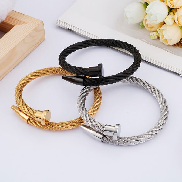 fashion brand street fashion female titanium steel nail open bracelet bracelet three colors optional, Golden;silver
fashion brand street fashion female titanium steel nail open bracelet bracelet three colors optional, Golden;silver