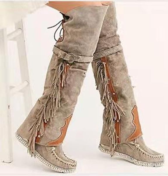 2020 мода чешского boho knee high загрузочной этнические женщины кисточка fringe поддельной замша hight пинетка девушка flat long, Black
2020 мода чешского boho knee high загрузочной этнические женщины кисточка fringe поддельной замша hight пинетка девушка flat long, Black