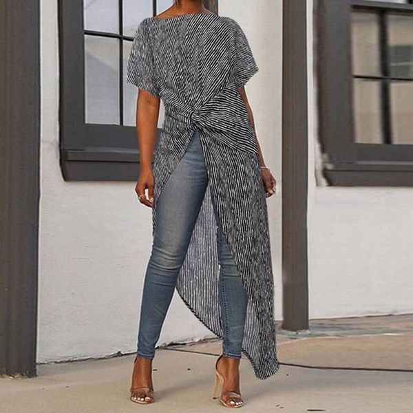 #h40 women asymmetrical blouse pleated short sleeve shirt swallowtail high street long irregular womens and blouses, White
#h40 women asymmetrical blouse pleated short sleeve shirt swallowtail high street long irregular womens and blouses, White
