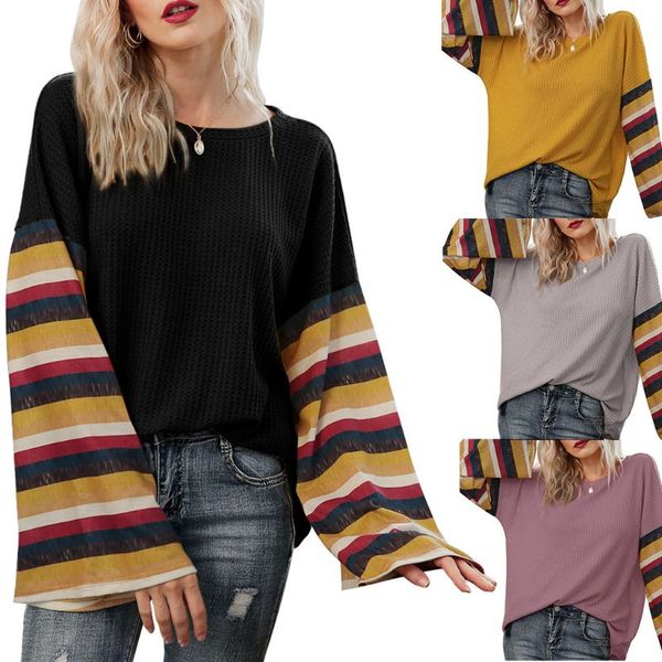 womens autumn flare long sleeves sweater o-neck color block striped patchwork loose waffle knitted pullover jumpers, White;black
womens autumn flare long sleeves sweater o-neck color block striped patchwork loose waffle knitted pullover jumpers, White;black