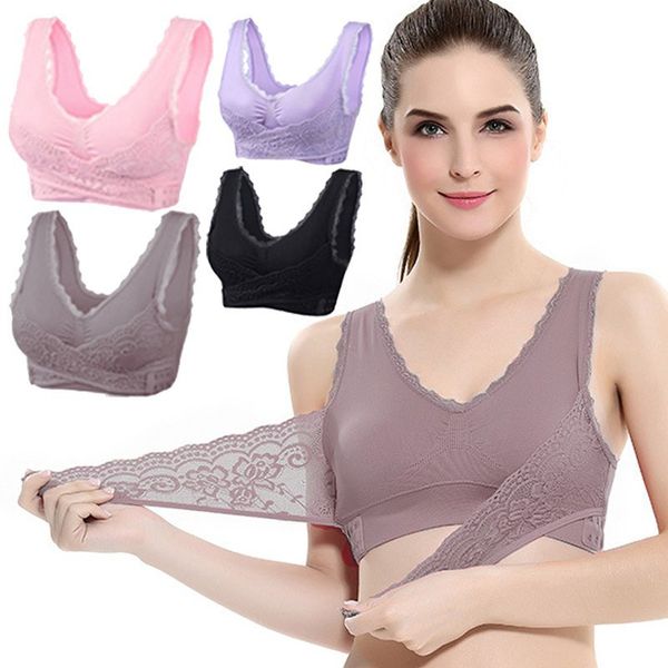 gym clothing women seamless wire sports bra lingerie solid lace bralette cross side buckle gathered comfortable underwear sleep bras, White;black
gym clothing women seamless wire sports bra lingerie solid lace bralette cross side buckle gathered comfortable underwear sleep bras, White;black