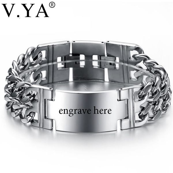 v.ya wide wristband chain bracelets men boy punk stainless steel fashion engraved name id unique bracelets bangle for male, Golden;silver
v.ya wide wristband chain bracelets men boy punk stainless steel fashion engraved name id unique bracelets bangle for male, Golden;silver