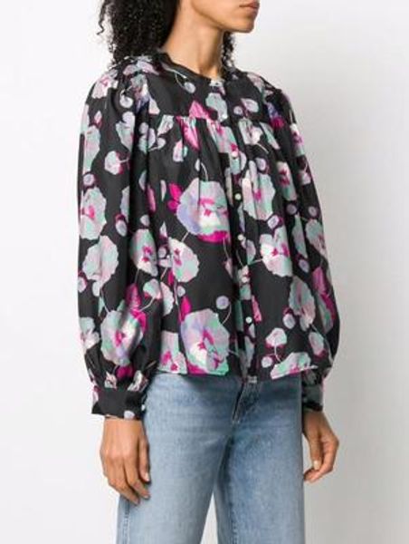2020 autumn new style lantern sleeve women's pleated shirts color printing round neck silk female blouse, White
2020 autumn new style lantern sleeve women's pleated shirts color printing round neck silk female blouse, White