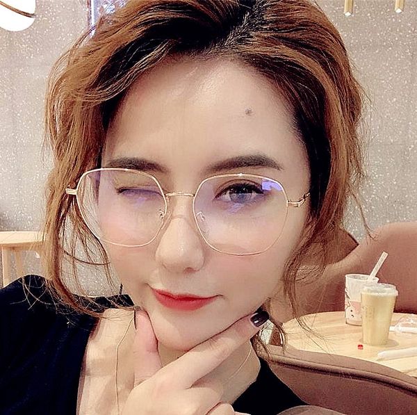 fashion men's myopia new style frame metal irregular myopia glasses frame women's plain glasses, Silver