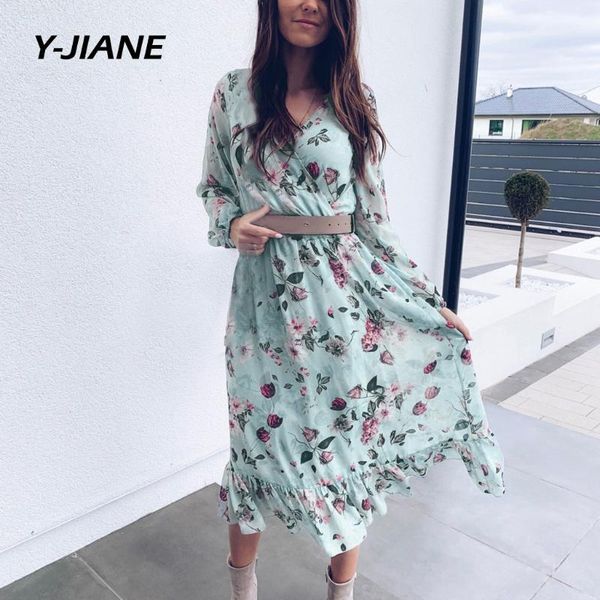 woman v-neck print dress long sleeve draped 2020 new casual loose maxi dress autumn spring floral female vestidos#g3, Black;gray
woman v-neck print dress long sleeve draped 2020 new casual loose maxi dress autumn spring floral female vestidos#g3, Black;gray