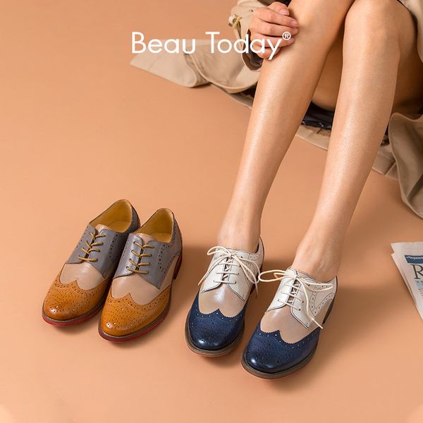 beautoday brogue shoes mixed colors wingtip brand genuine leather handmade lace-up round toe waxing sheepskin shoes 21025, Black
beautoday brogue shoes mixed colors wingtip brand genuine leather handmade lace-up round toe waxing sheepskin shoes 21025, Black