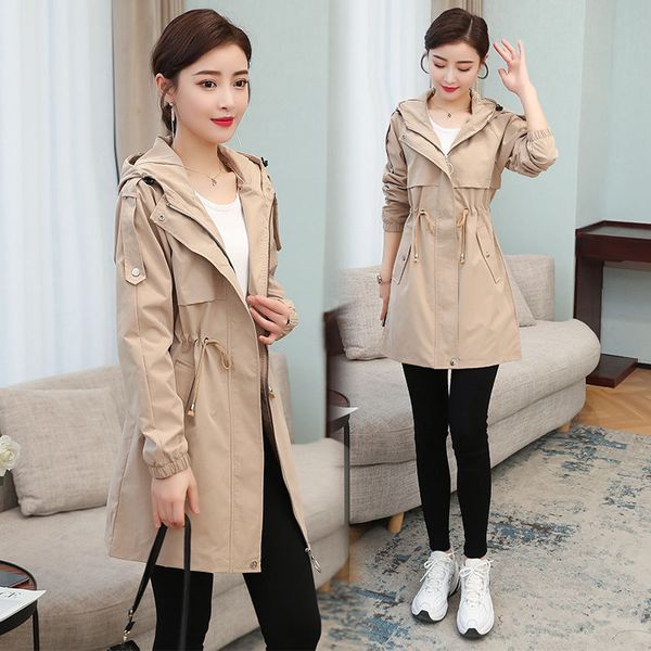 2020 new fashion spring autumn women casual drawstring elasted waist coat female chic vintage loose meidum long trench coat s202, Tan;black
2020 new fashion spring autumn women casual drawstring elasted waist coat female chic vintage loose meidum long trench coat s202, Tan;black