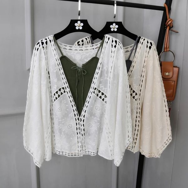 56j6w summer cotton embroidered lace cardigan short bat sleeve loose shawl 7-point sleeve air conditioning sunscreen blouse for air conditio, Black;white
56j6w summer cotton embroidered lace cardigan short bat sleeve loose shawl 7-point sleeve air conditioning sunscreen blouse for air conditio, Black;white