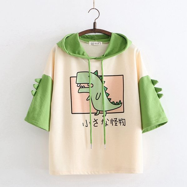 2020 summer new thin loose lazy style ins trendy dinosaur short hooded short-sleeved t-shirt t-shirt women's student, White
2020 summer new thin loose lazy style ins trendy dinosaur short hooded short-sleeved t-shirt t-shirt women's student, White