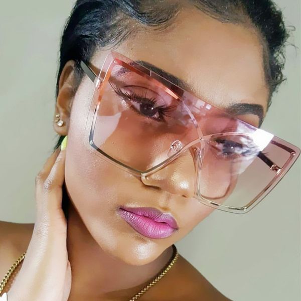 designer 2020 high fashion oversized frameless sunglasses shades for women, White;black
designer 2020 high fashion oversized frameless sunglasses shades for women, White;black