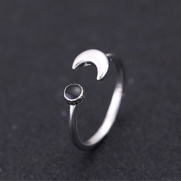 moon black epoxy 925 sterling silver retro literary temperament personality fashion female resizable opening rings sri072
moon black epoxy 925 sterling silver retro literary temperament personality fashion female resizable opening rings sri072