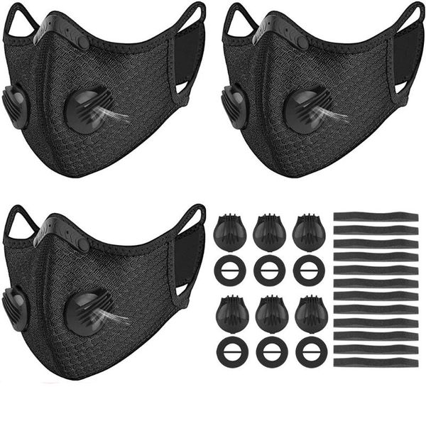 3pcs face maks reusable faceshield with 12pcs soft foam mats 6pcs breathing valvess respirator cloth mouth mascarillas bandana, Black
3pcs face maks reusable faceshield with 12pcs soft foam mats 6pcs breathing valvess respirator cloth mouth mascarillas bandana, Black