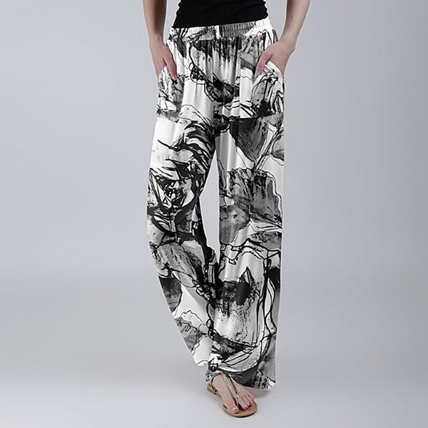 women fashion summer print pants elastic sports trousers beach elastic waist wide leg pants casual straight loose trousers 2020, White;red
women fashion summer print pants elastic sports trousers beach elastic waist wide leg pants casual straight loose trousers 2020, White;red