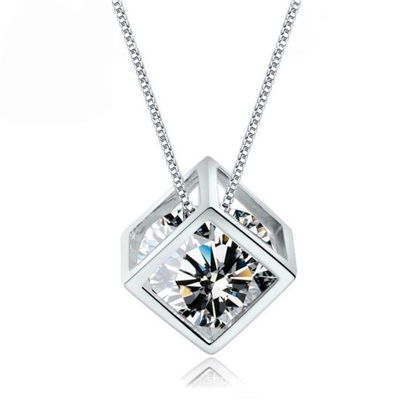 love magic cube zircon pendant necklace with 45cm box chain necklace jewelry for women s-n76, Silver
love magic cube zircon pendant necklace with 45cm box chain necklace jewelry for women s-n76, Silver