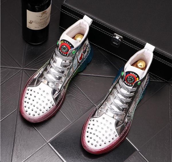 new white graffiti shoes men casual shoes fashion printed mens loafers rivets toe runway high lace up mens sneakers, Black
new white graffiti shoes men casual shoes fashion printed mens loafers rivets toe runway high lace up mens sneakers, Black