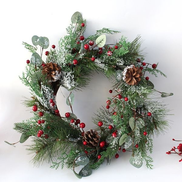 red berries christmas wreath artificial pinecones with white snow for holiday home decoration
red berries christmas wreath artificial pinecones with white snow for holiday home decoration