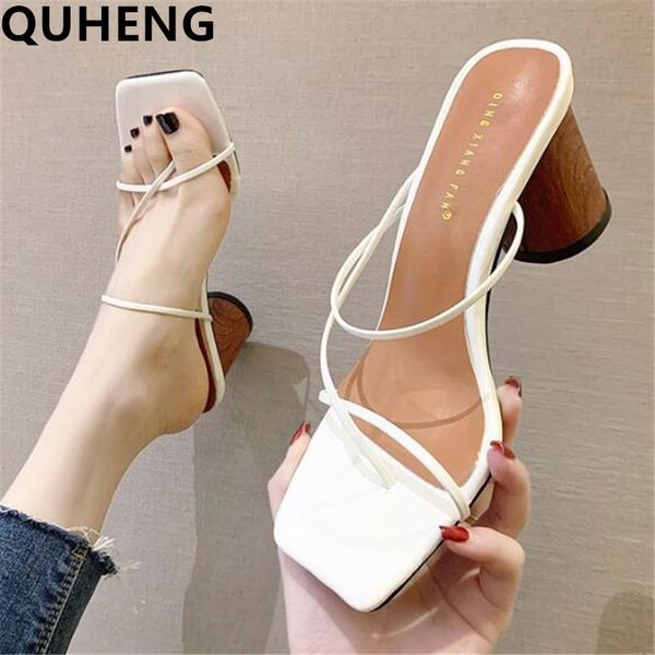women white high heel slippers thin belt folder toe round thick heel woman flip flops 2020 new fashion summer female slides, Black
women white high heel slippers thin belt folder toe round thick heel woman flip flops 2020 new fashion summer female slides, Black