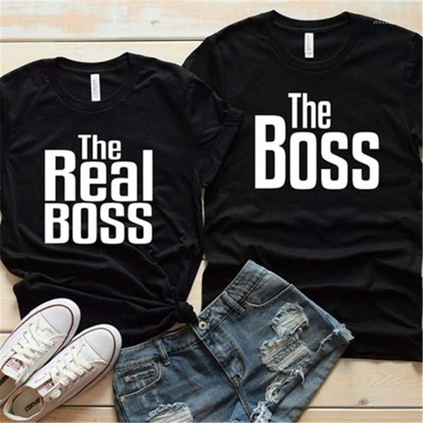 casual round neck tees women t-shirt the real boss the boss fashion letter printing lovers short sleeve female, White 
casual round neck tees women t-shirt the real boss the boss fashion letter printing lovers short sleeve female, White
