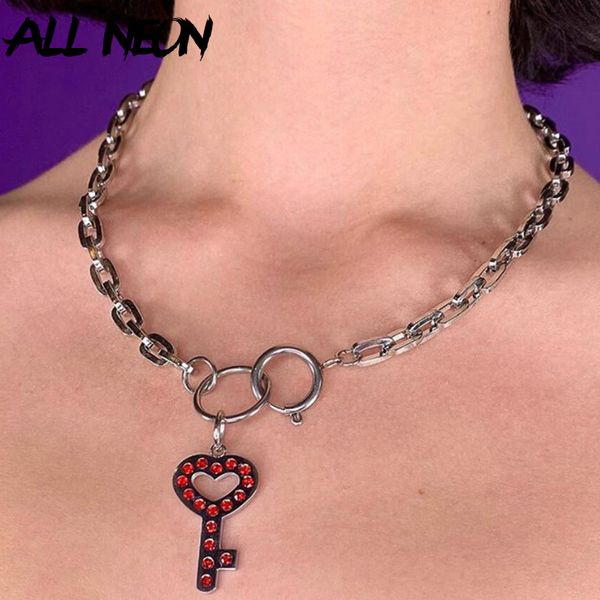 allneon chic key pendant necklace grunge style stainless steel e-girl jewelry statement necklace rhinestone punk chocker mujer, Silver
allneon chic key pendant necklace grunge style stainless steel e-girl jewelry statement necklace rhinestone punk chocker mujer, Silver