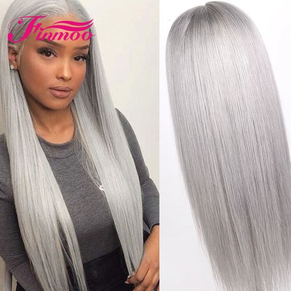 gray colored lace front human hair wigs for women 13x6 straight lace front wig pre plucked transparent full lace wigs brazilian, Black 
gray colored lace front human hair wigs for women 13x6 straight lace front wig pre plucked transparent full lace wigs brazilian, Black