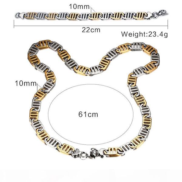 exaggerated stainless steel high polished ip gold plated necklace & bracelet 2pcs jewelry set men punk bangle, Silver
exaggerated stainless steel high polished ip gold plated necklace & bracelet 2pcs jewelry set men punk bangle, Silver
