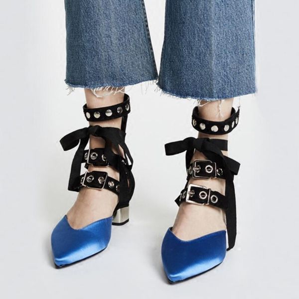 lace up heels belt buckle escarpins chunky high heels women shoes pointed toe pumps silk talon femme sweet tacones mujer, Black
lace up heels belt buckle escarpins chunky high heels women shoes pointed toe pumps silk talon femme sweet tacones mujer, Black
