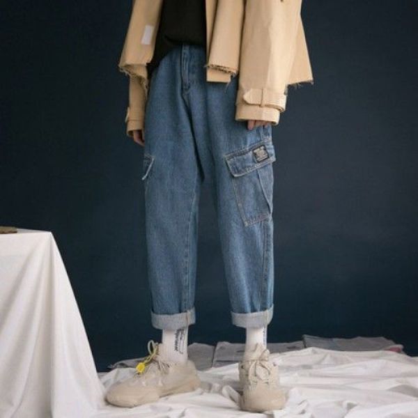 men's jeans wholesale 2021 tooling female bf spring autumn large size fat student hip hop loose straight harlan wide leg harem pants, Blue
men's jeans wholesale 2021 tooling female bf spring autumn large size fat student hip hop loose straight harlan wide leg harem pants, Blue
