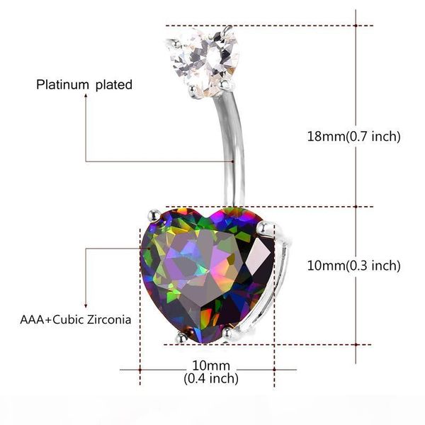 luxury body jewelry zirconia crystal heart belly button ring women platinum 18k gold plated flower navel piercing nombril, Silver 
luxury body jewelry zirconia crystal heart belly button ring women platinum 18k gold plated flower navel piercing nombril, Silver