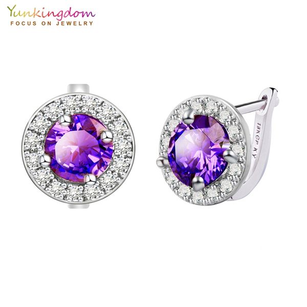 yunkingdom brand fashion hoop earrings for women purple round crystal zircon holiday gift jewelry wholesale, Golden;silver
yunkingdom brand fashion hoop earrings for women purple round crystal zircon holiday gift jewelry wholesale, Golden;silver