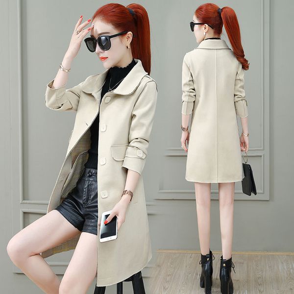 women's trench coats 2021 women spring autumn korean outerwear windbreaker coat female loose thin single-breasted suede meidum long s19, Tan;black
women's trench coats 2021 women spring autumn korean outerwear windbreaker coat female loose thin single-breasted suede meidum long s19, Tan;black