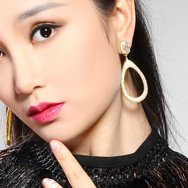 6.3 cm big teardrop earrings micro pave cubic zirconia stones white/gold plate dangle earrings jewelry party luxury big earring, Silver
6.3 cm big teardrop earrings micro pave cubic zirconia stones white/gold plate dangle earrings jewelry party luxury big earring, Silver