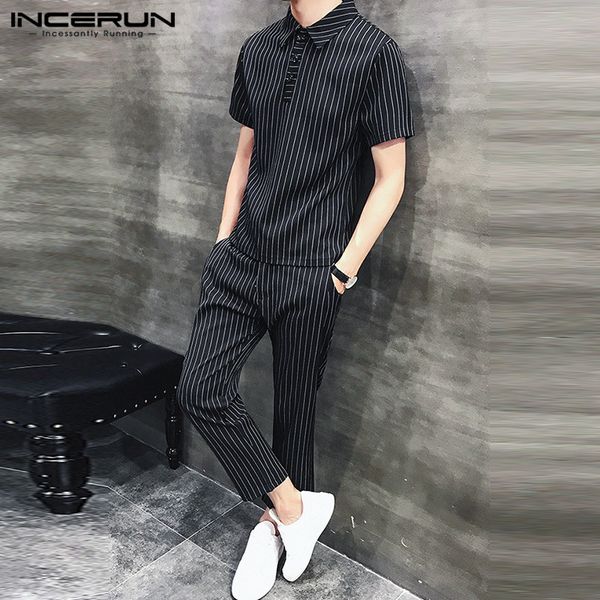 incerun vintage men casual suits men fashion striped sets short sleeve lapel shirts elastic waist pants summer sets plus size, Gray
incerun vintage men casual suits men fashion striped sets short sleeve lapel shirts elastic waist pants summer sets plus size, Gray