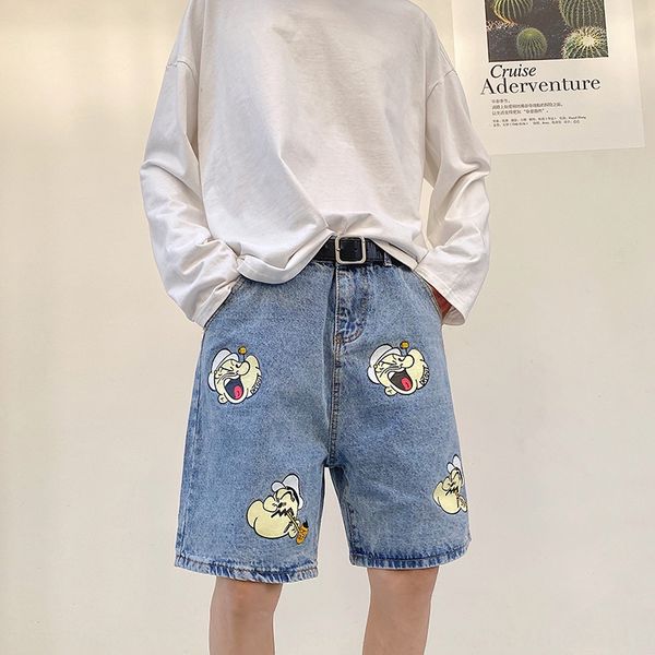 men's and 2020 new men's denim shorts cartoon printed loose straight casual shorts trendy, Blue
men's and 2020 new men's denim shorts cartoon printed loose straight casual shorts trendy, Blue