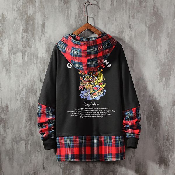 2020 autumn men's hoodies men plaid patchwork sweatshirt male hip hop harajuku fashion fake two-piece suit streetwear hoodie men, Black
2020 autumn men's hoodies men plaid patchwork sweatshirt male hip hop harajuku fashion fake two-piece suit streetwear hoodie men, Black