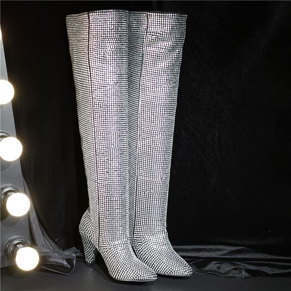2020 luxury design женщины long boots блок 8.5cm высокие каблуки фетиш шпильках колено высокие сапоги кристалл stripper зима bling обуви, Black
2020 luxury design женщины long boots блок 8.5cm высокие каблуки фетиш шпильках колено высокие сапоги кристалл stripper зима bling обуви, Black