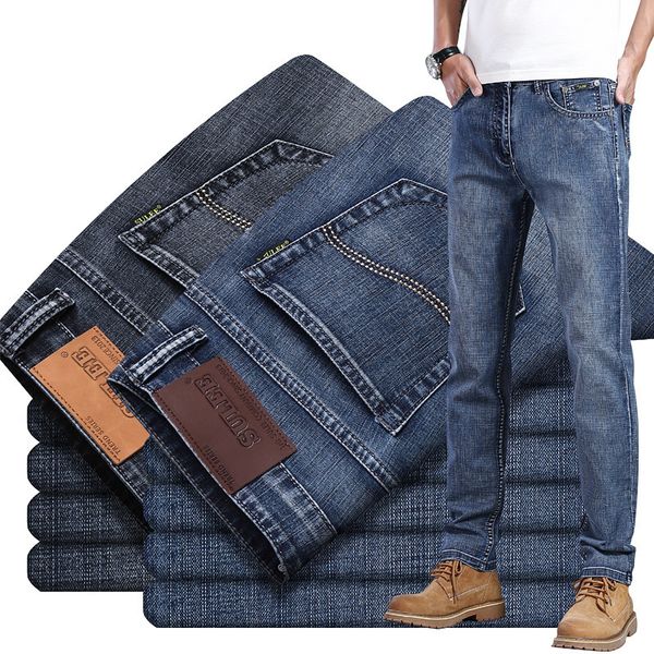 мужские джинсы высокого качества прямой тонкий джинсовые брюки бизнес повседневный комфортные весна лето классический синий брюки мужчин, Blue 
мужские джинсы высокого качества прямой тонкий джинсовые брюки бизнес повседневный комфортные весна лето классический синий брюки мужчин, Blue
